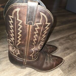 VTG CODE WEST Classic Western Cowboy Boots Brown/black Leather‎ men's Si…